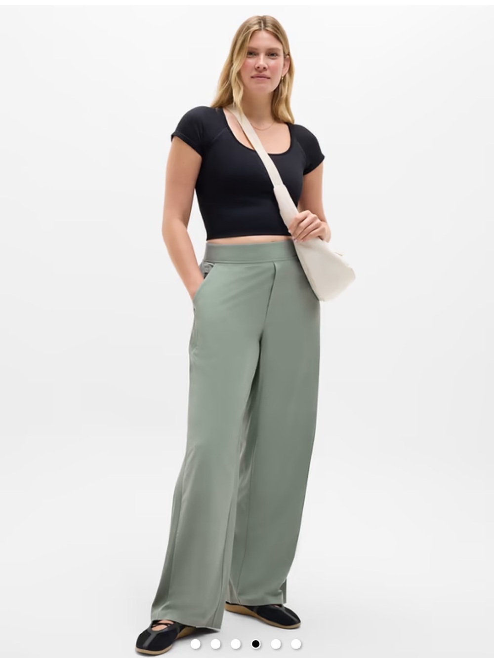 ATHLETA Brooklyn Mid Rise Wide Leg Pant Sage Green NWT